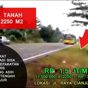 Tanah 2250 m2 Pinggir Jalan Raya Karangtengah